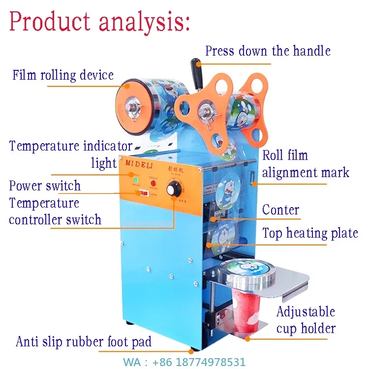 

Sealing Machine for Plastics Packages Cup Sealing Machine220V/50Hz Bottle Sealing Machine