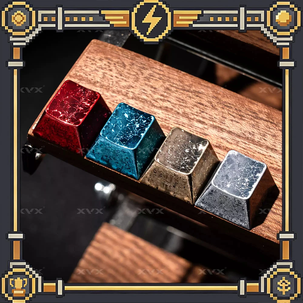 XVX Keyboard Cap Frost Keycap Metal Keyboard Cap Original Custom Side Carved Light-transmitting Ice Crystal wooting60
