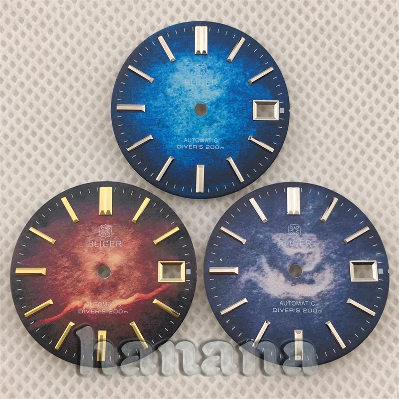 NH35 watch dial 29mm in size and features a gradient blue/green/red/purple texture design for NH35 NH36 4R35 4R36 movements