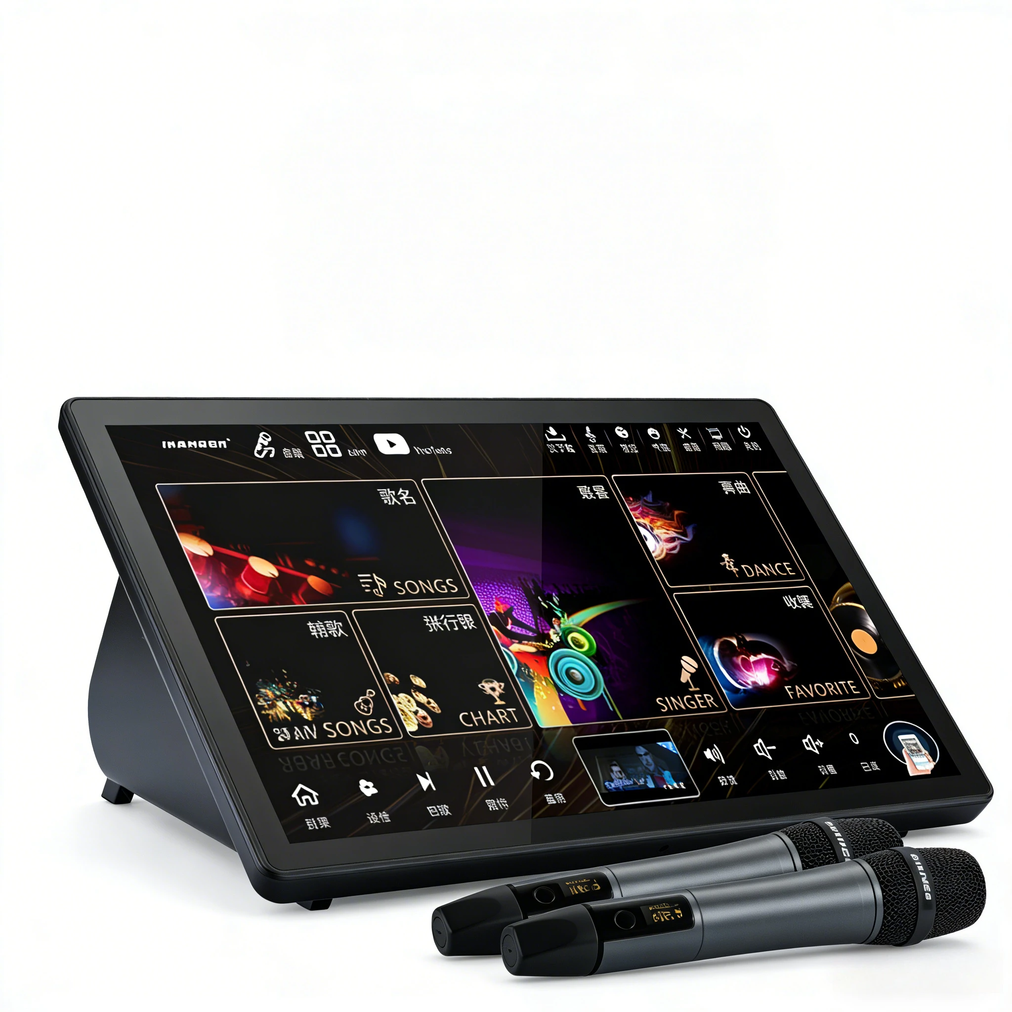 

Караоке-плеер 2026 с беспроводным микрофоном 5-в-1, сенсорный экран 15,6 дюйма, 3 ТБ, профессиональная караоке-система KTV