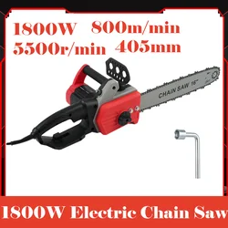 1800W 220V Electric Chain Saw Powerful Corded Chainsaw with 16 Inch Chain and Bar Light Weight Multi Angle Fast Cut