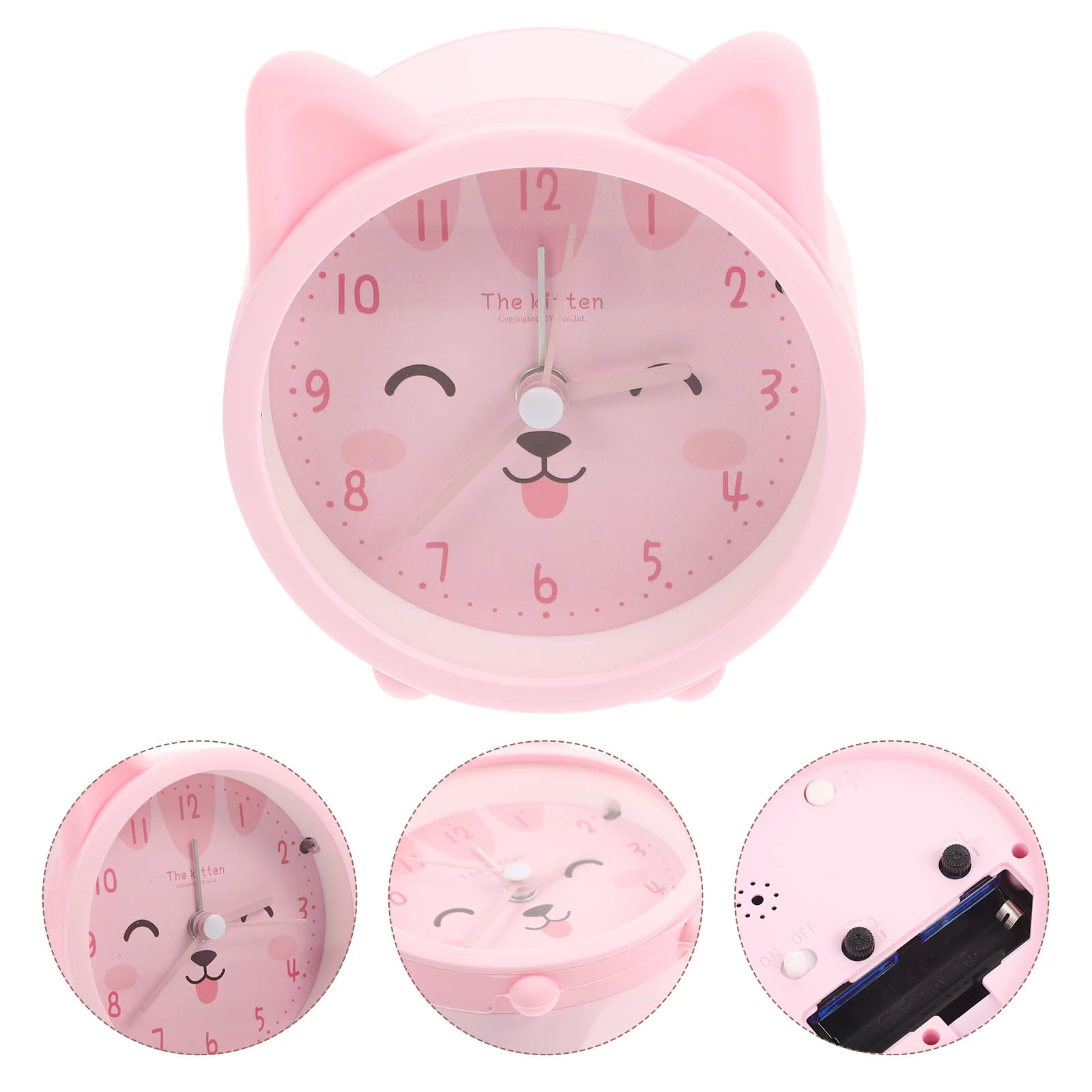 Cat Alarm Clock Non-ticking Desk Lovely Ear Silica Gel Decorative Table Metal Household Child