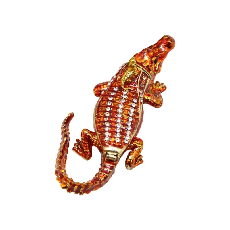 

Stylish Metal Crocodiles Jewelry Box Spacious Interior Compartments