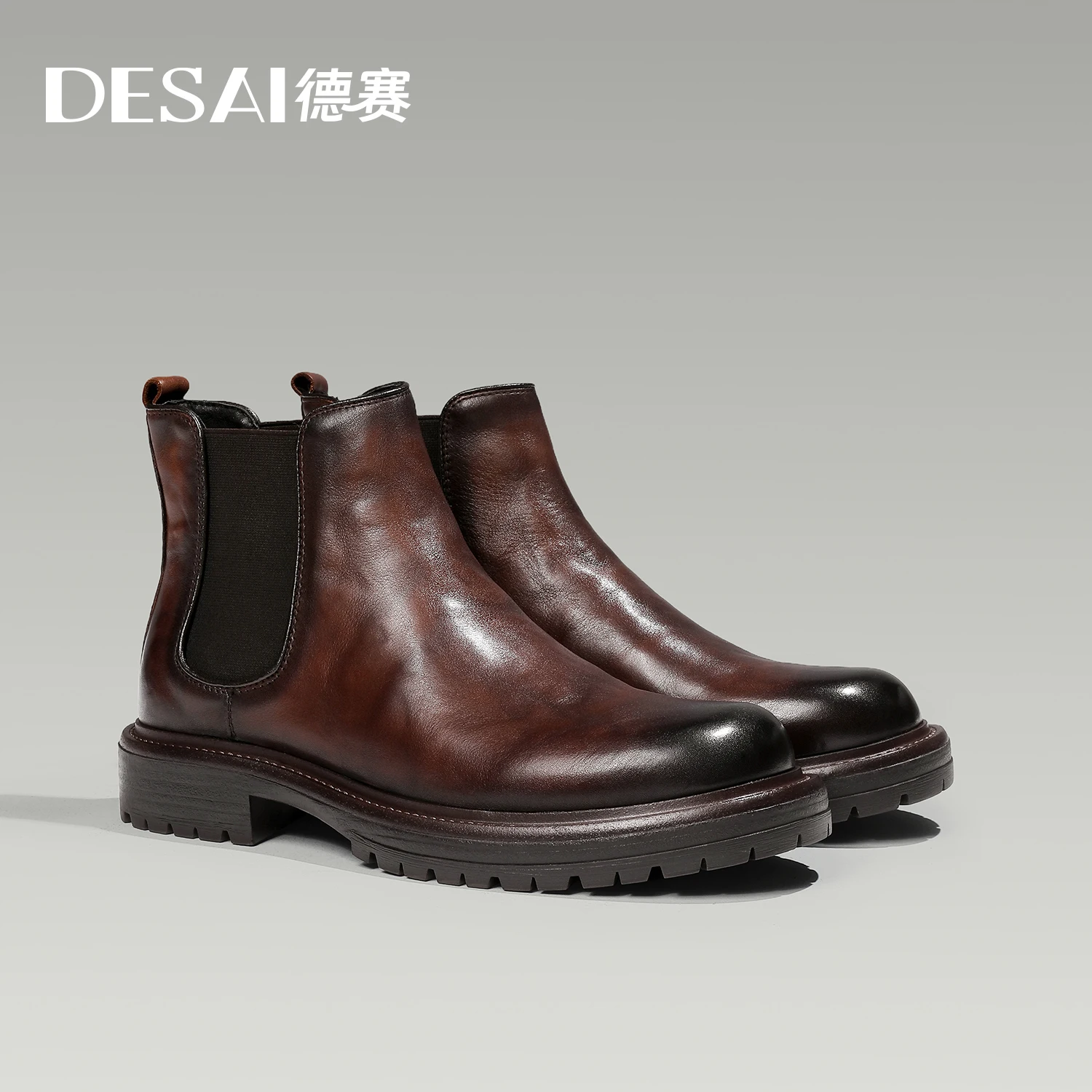 

[Australian wool] Desai Chelsea boots men's shoes British fleece leather boots for men's foot elevating leather boots