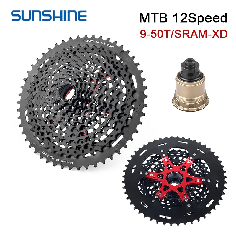 SUNSHINE Mountain Bike Cassette XD Hubs 11/12 Speed Ultralight  MTB XD Cassette K7 12V/11V 10-50/52T Sprocket For GX EAGLE