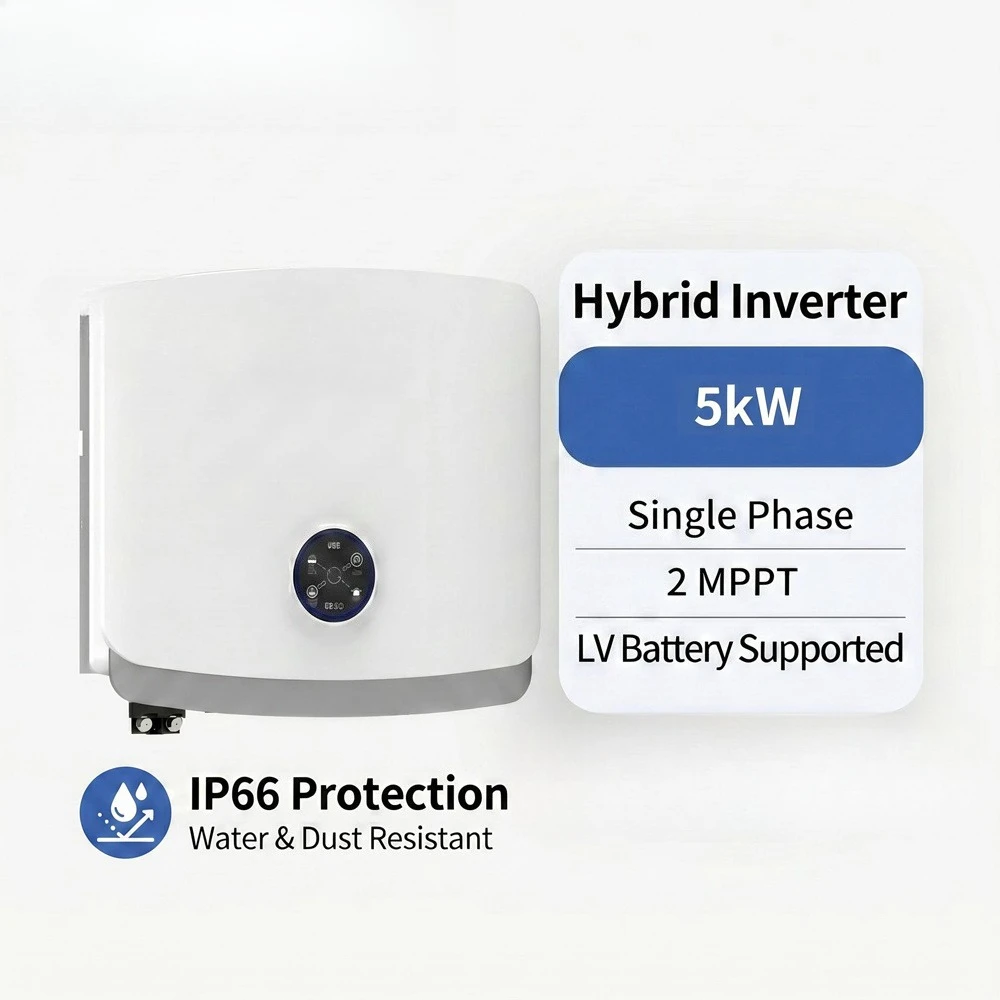 Single Phase Hybrid Solar Inverter 5kW IP66 High Protection for Outdoor Installation Seamless UPS Switching Remote O and M