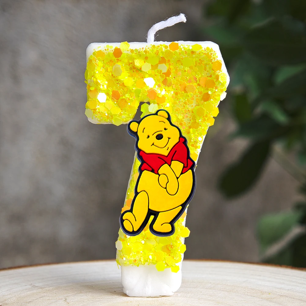 Niedliche Winnie The Pooh Kerzen Mottoparty Nummer 0-9 Kindergeburtstag Party Tortenaufsatz Babyparty Dekoration für Partyzubehör
