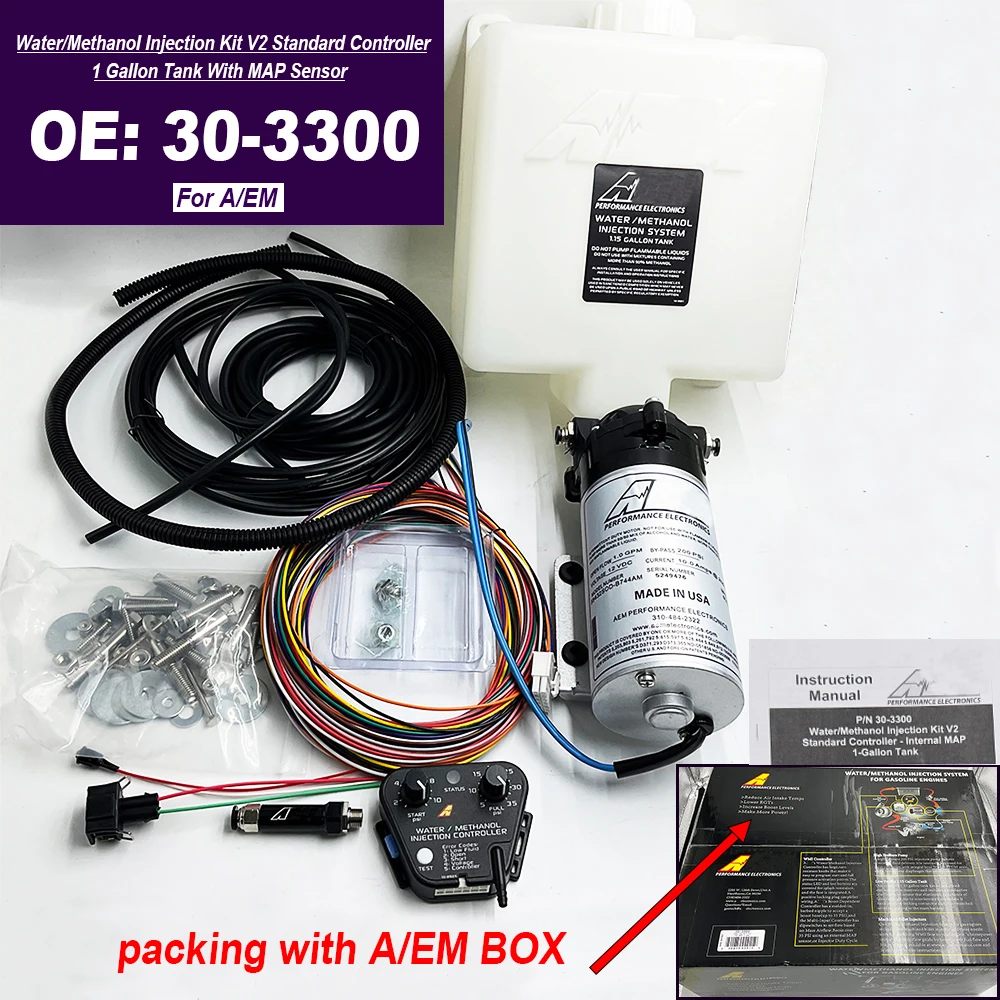 30-3300 303300 Water/Methanol Injection Kit V2 Standard Controller 1 Gallon Tank Internal MAP Sensor For AEM High Quality