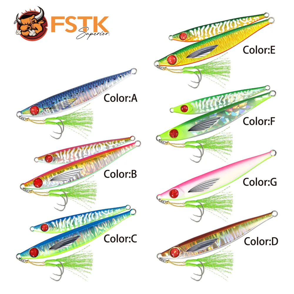 WEIHAI FSTK metal Jig Fishing Lure 60 80 100G Shore Cast Jigging Spoon Bass Fishing Bait Trout Saltwater Jigging Lures