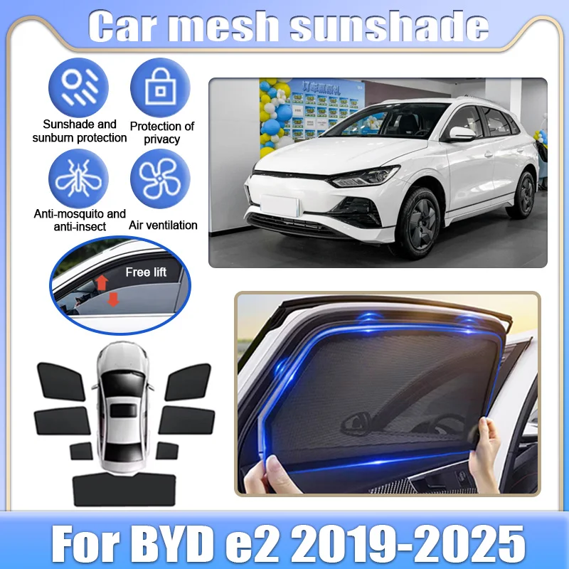 For BYD e2 hatchback 2019-2025 Car Mesh Shades Auto Accessories Window Sunshades Sunscreen Sun Visors Privacy Curtains Mosquitos