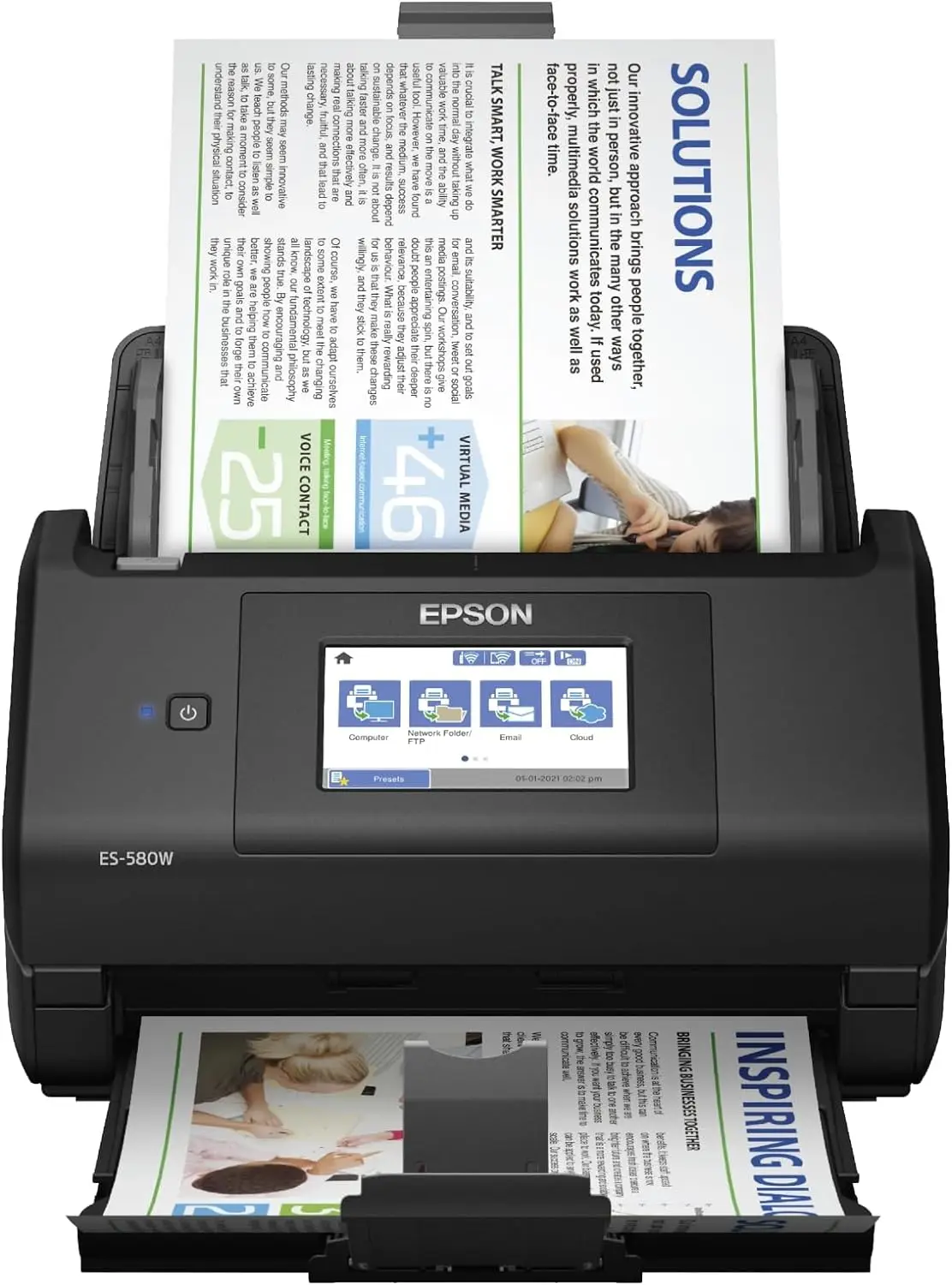 ES-580W Wireless Color Duplex Desktop Document Scanner for PC and Mac with 100-sheet Auto Document Feeder