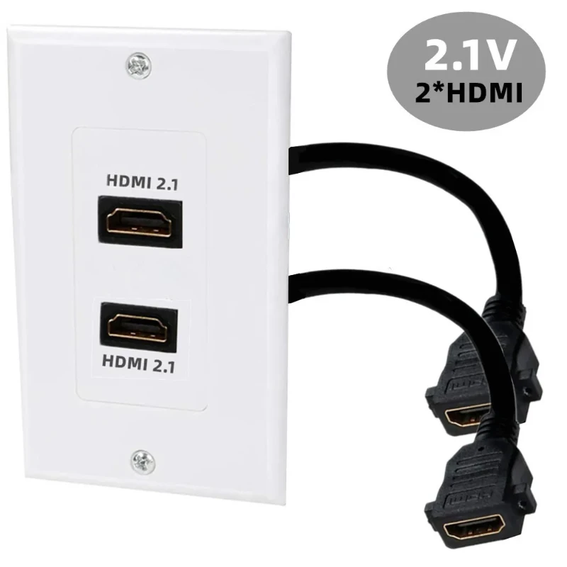 

1-3 Port Gold-plated Hdmi Wall Plate, Single Outlet Port Insert-Hdmi 2.1 Face Plate Socket Insert Jack For Home Theater System