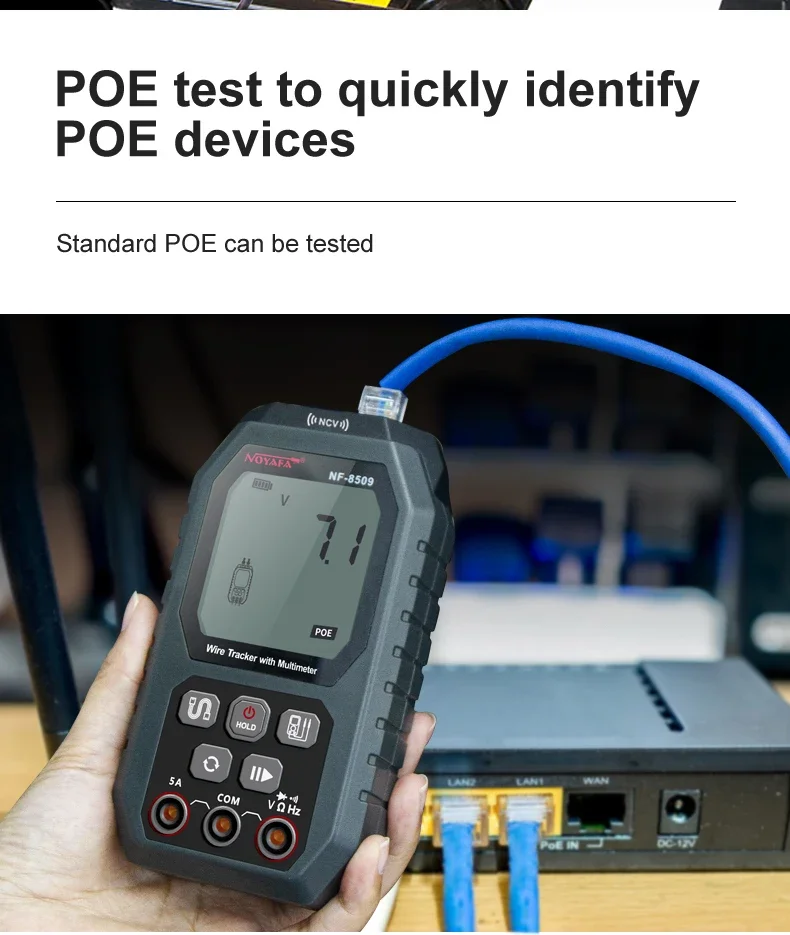 NOYAFA NF-8509 two-in-one Multimeter Tester Network Line Cable Finder for POE Test NCV AC DC LCD Wire Tracke