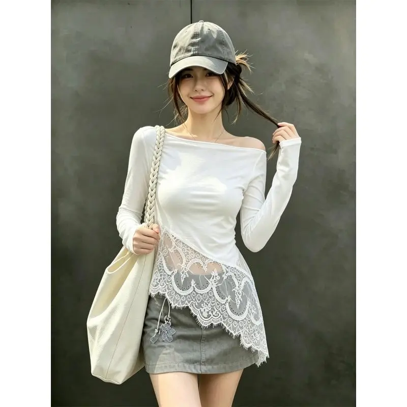 Sweet And Cool Women's T-Shirt Shoulder Bows Waist Cinching Neckline Ruffle Detail Base Layer Top Commute Style Long Sleeve