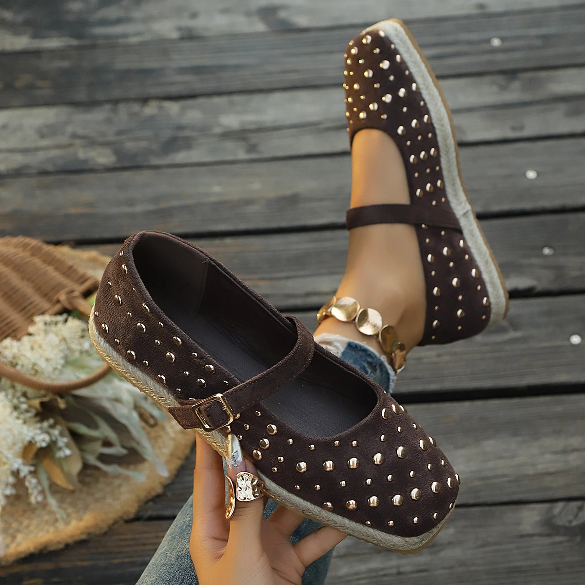 Women Ballet Flat Sandals Breathable Hollow Out Slip-On Sneakers Soft Bottom Shoes Women Buckle Flat 2026 Summer New Sneakers