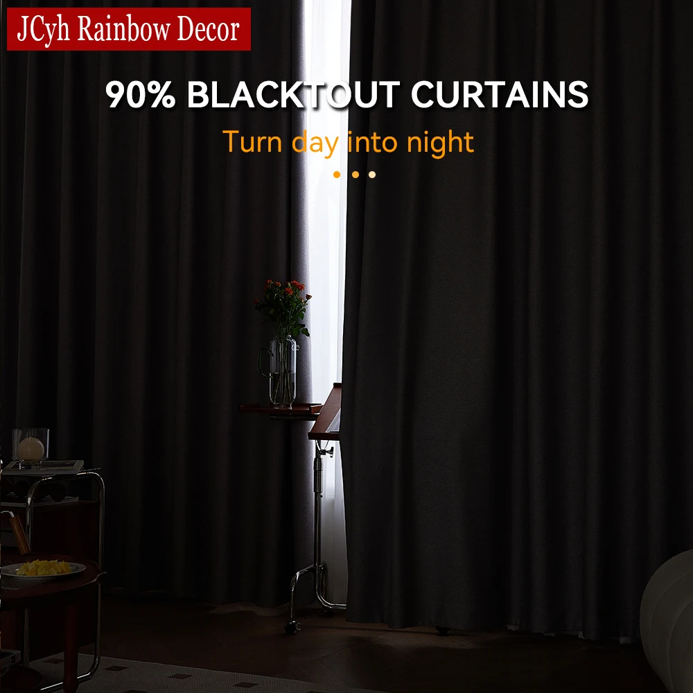 Linen Look Blackout Curtains for the Bedroom Living Room Solid Blinds Curtain for Windows Tende Ready-made Cortinas High Shading