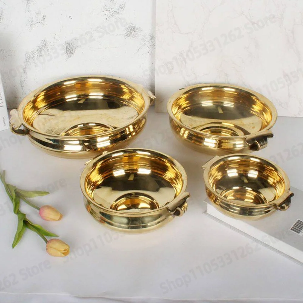 Brass Treasure Bowl Entry Hand Washing Basin for Spa Yoga Studio Flower Pot