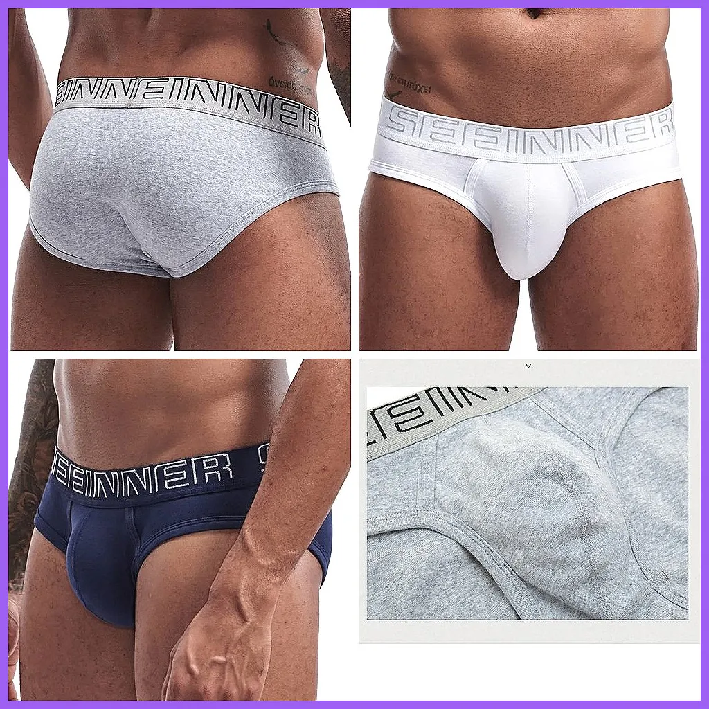 SEEINNER Men's Cotton U Pouch Low Rise Briefs - Butt Lifting, Breathable & Comfortable Underwear