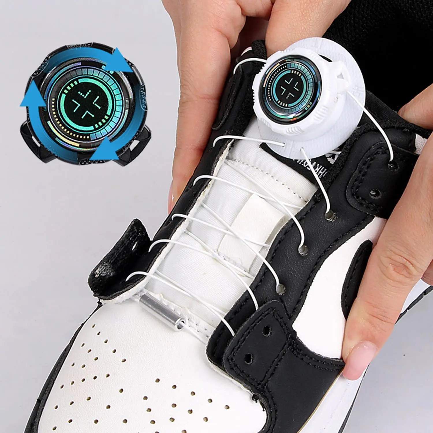 

1 Pair Automatic Shoelaces Swivel Buckle Thick Rope without Ties Easy Installation Creative Shoe Laces for Adults Kids