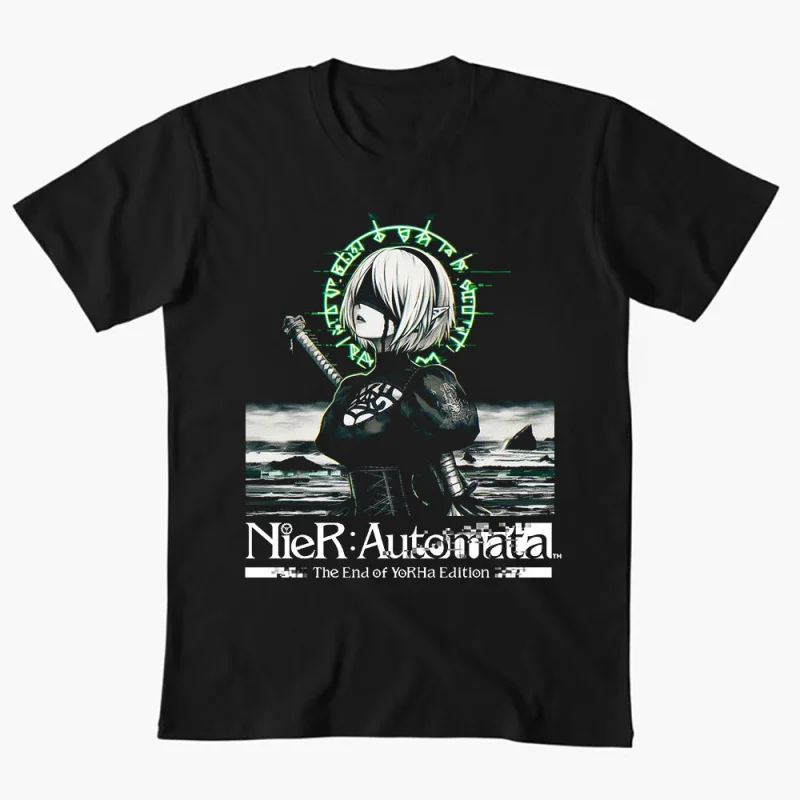 

2B NieR Automata Yorh No. 2 Type B Anime T-shirt for Gamer 0607 Waifu Girl Cyber Punk Graphic Clothes Y2K Tee US Size Tops S-6XL