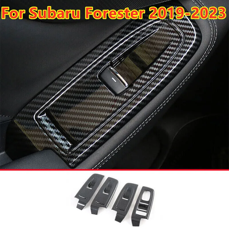 Carbon Fiber Window Lift Switch Panel Cover Trim For Subaru Forester 2019-2023