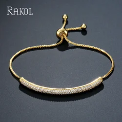 RAKOL Fashion Tiny Zircon Adjustale Bracelets for Women Shiny Wedding Party Dinner Dress Jewelry