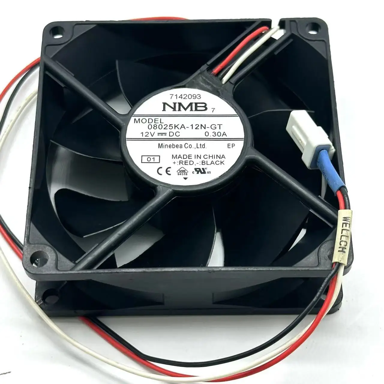 NMB 08025KA-12N-GT DC 12V 0,30A 80x80x25mm Ventilador de resfriamento de servidor de 3 fios