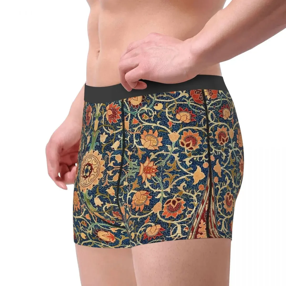 Men's Holland Park Carpet William Morris Underwear Funny Boxer Briefs Shorts Panties Homme Mid Waist Underpants Plus Size