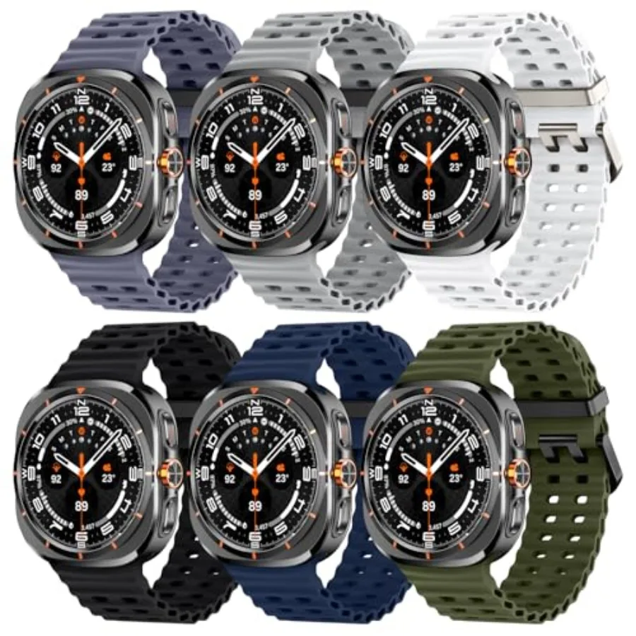 Acextro 6-Pack Marine Sport Band Compatible with Galaxy Watch Ultra Bands 47mm 2025/2024,Samsung Watch 7 Ultra Bands for Men Wo