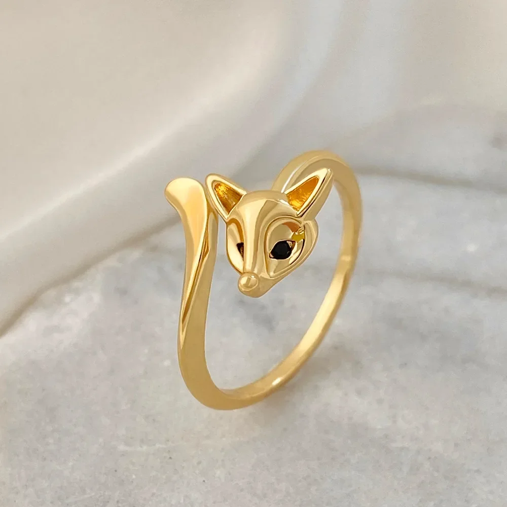 Cute Fox Ring for Women Girls Lovely Fox Animal Adjustable Opening Dainty Copper Rings Trendy Jewelry Valentine's Day Gifts 2025