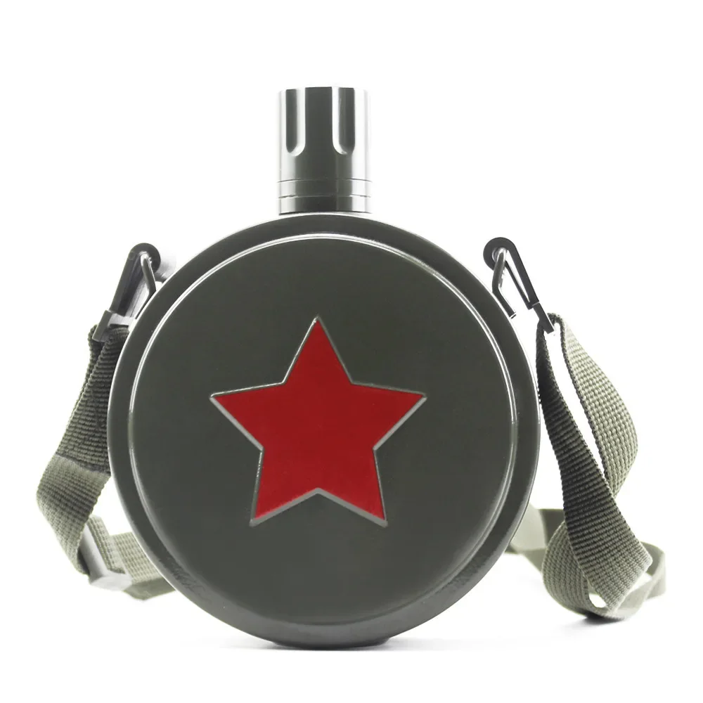 Stainless Steel Pentagram Military Canteen Bottle Hip Flask Army Flagon Outdoor Water Bottle Marching Kettle For Camping Hiking