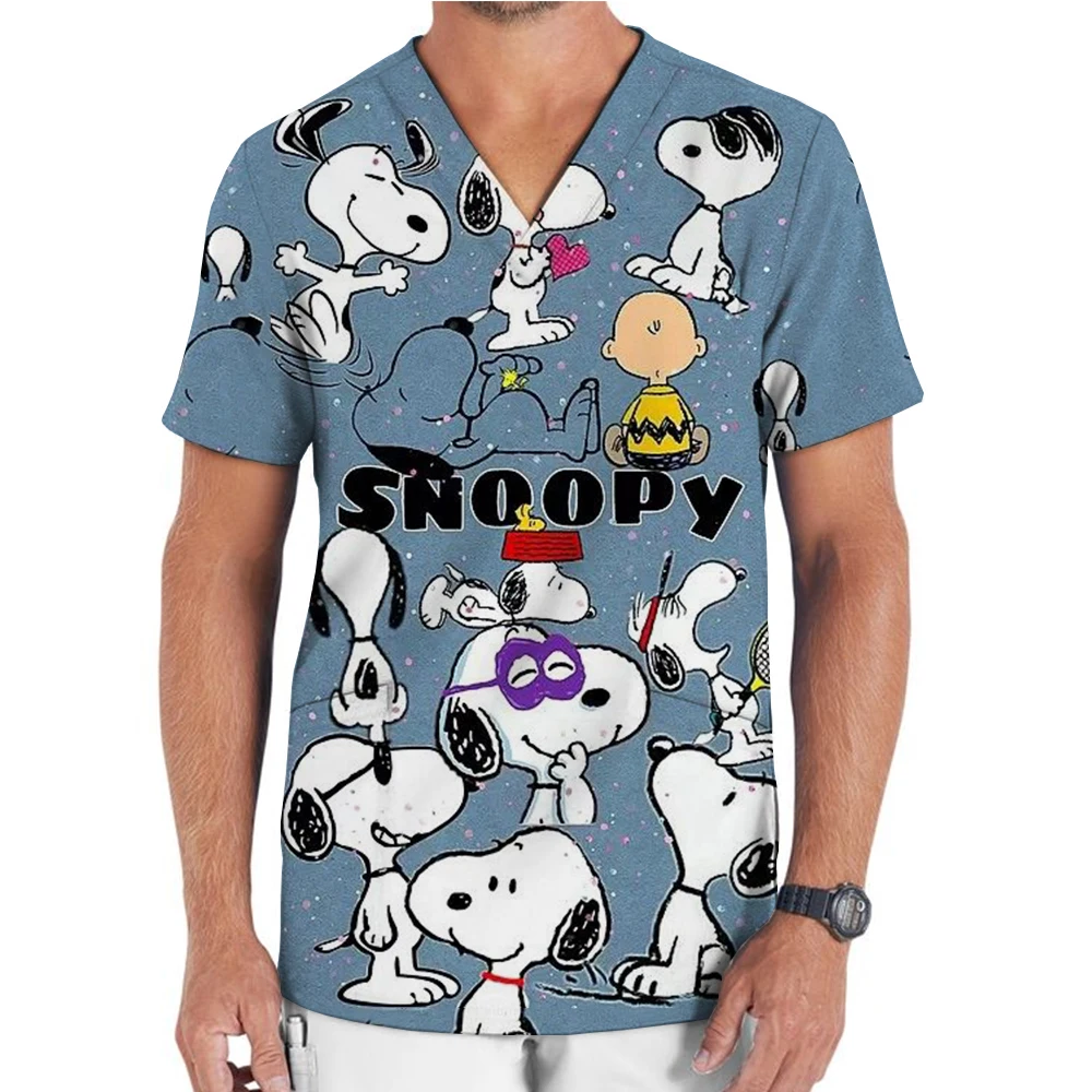 الرجال الكرتون فرك التمريض موحدة ، V الرقبة تي شيرت ، ممرضة موحدة ، طباعة الكرتون ، جيب ، الملابس الطبية #4