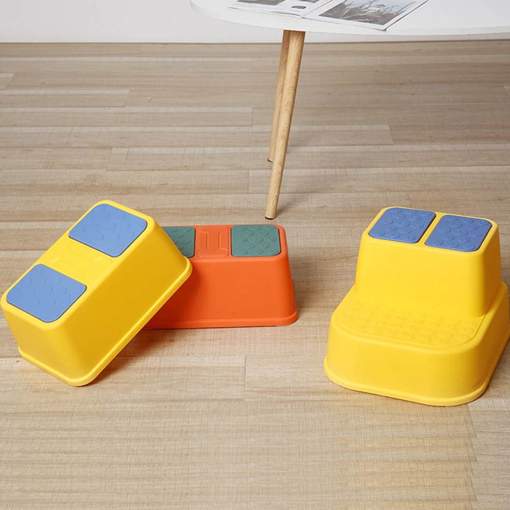 

Plastic Stool Kids Anti Slip Cartoon Appearance Toddler Seat Stepping Bathroom Puzzle Child Safety Workmanship Color Educational