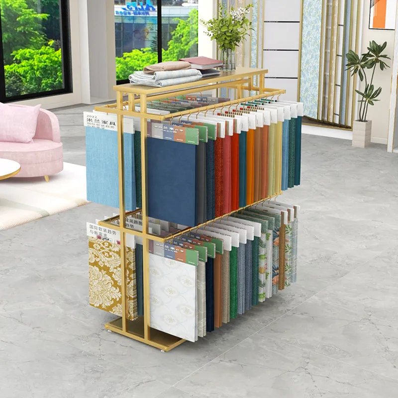 Hanging sample elevator display rack Textile cloth board shelf Double-sided two-layer clothing fabric display