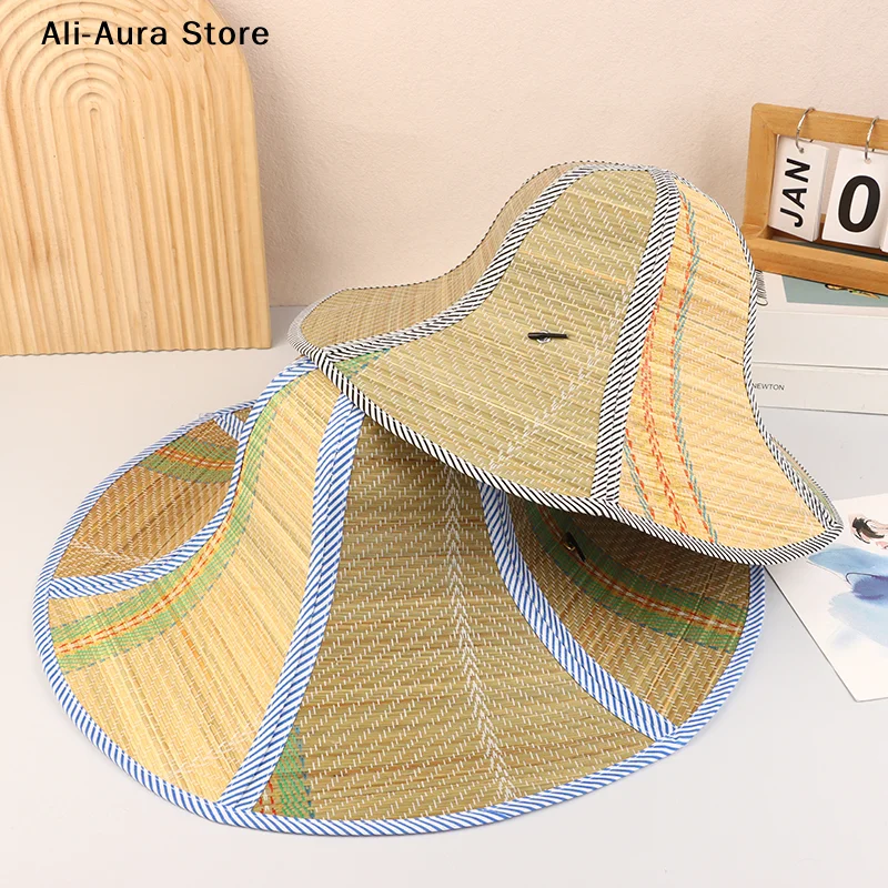 1PCS Chinese Bamboo Rattan Hats Retro Handmade Weave Straw Hat Tourism Rain Dance Props Cone Fishing Sunshade Fisherman Hat