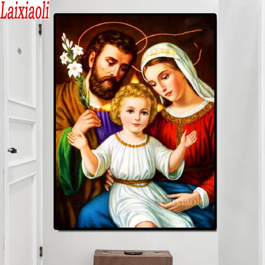 5D DIY Holy Family Picture round square Diamond Painting Embroidery Cross Stitch Juses with Mary child Pattern Home Decor gift