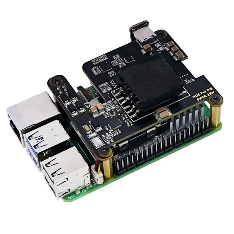ABFN-Raspberry Pi 5 POE용 PD 트리거 활성화 유형 C Pcie-M.2-Nvme-SSD 전원 이더넷 802.3Af/At 쿨러 포함