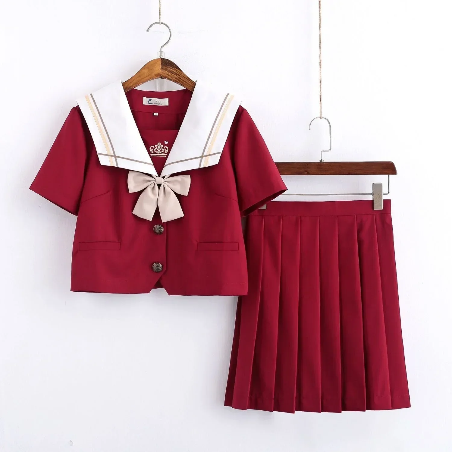 New Red JK Uniform Suit Spring Summer Short/long Sleeve Japanese School Uniforms For Women Sailor Pleated Skirt JK Sets Uniform