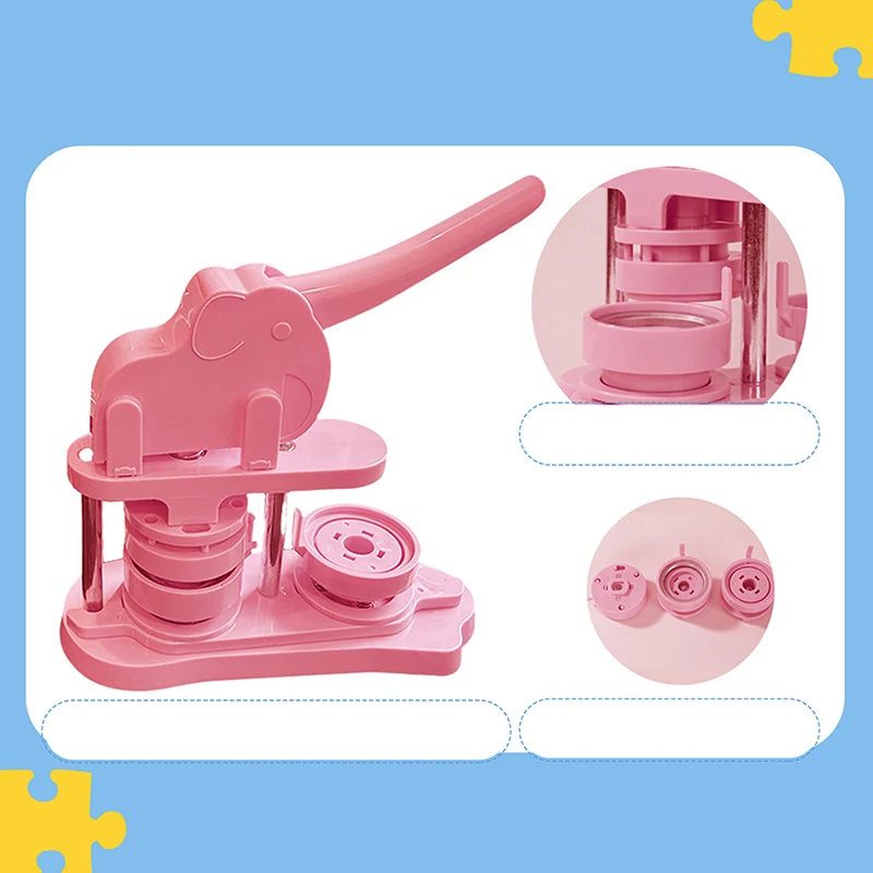 

58mm Elephant Badge Button Maker Machine Set with 50 Sets Metal Badge Parts+Circle Cutter+Cutting Mat DIY Making Button Pins Kit
