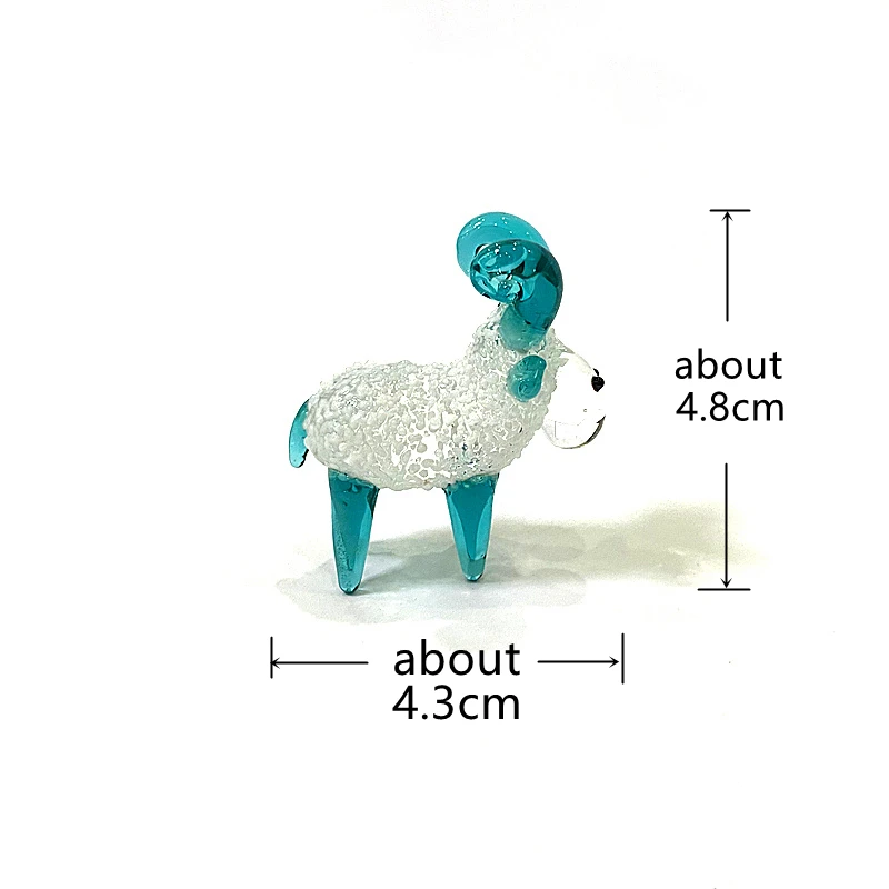 Handmade Cute Murano Glass Sheep Figurine Mini Zodiac Animal Statue Craft Ornament for Indoor Room Home Desktop Decor Collection