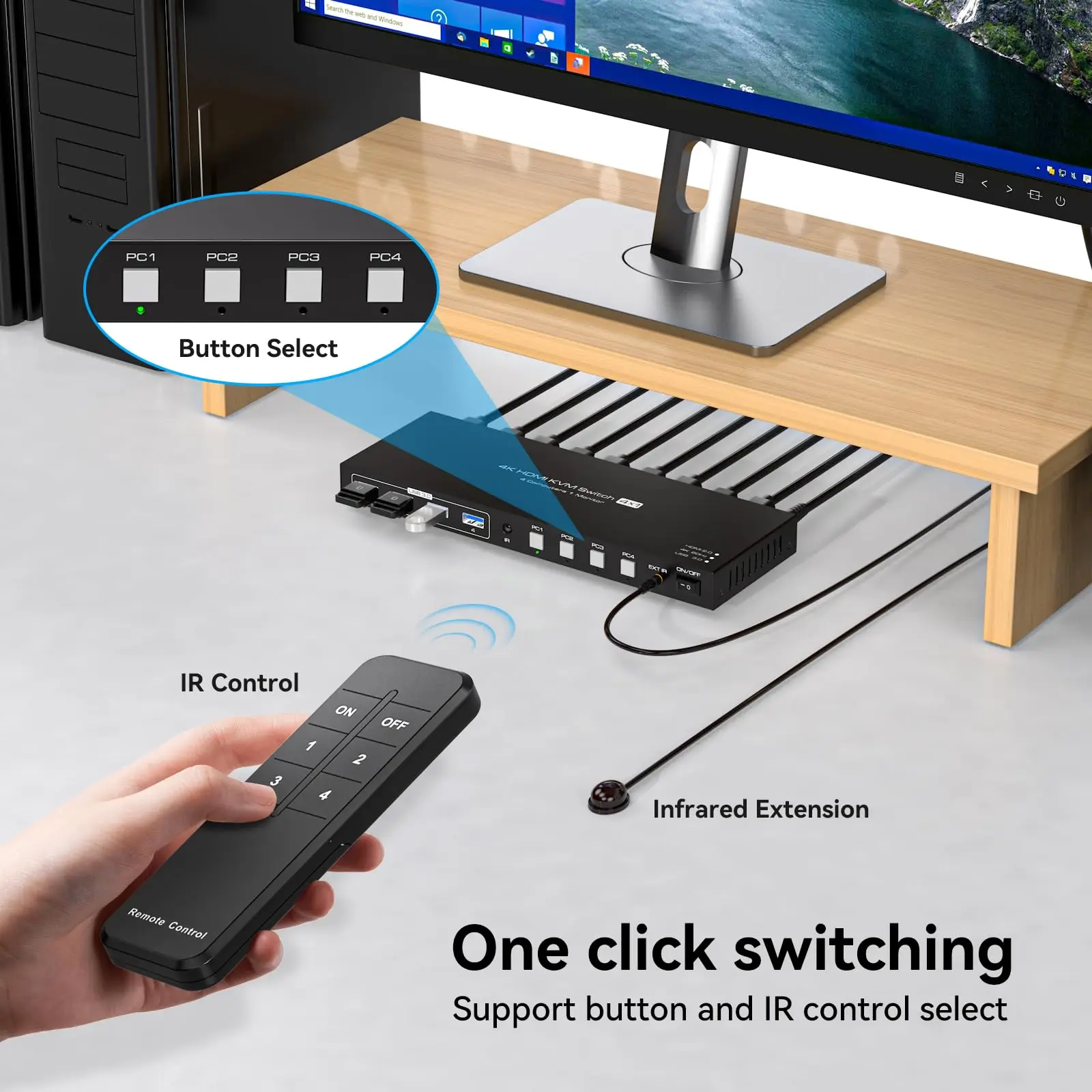 Imagem -06 - Switch Hdmi Kvm em Saída Portas Suporta Monitor e Dispositivos Usb Dispositivos Usb 4k @ 60hz