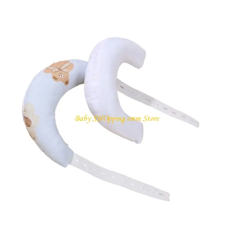 غطاء قابل للإزالة 23GD وسادة للرضع بنمط كرتوني من القطن على شكل أهلة لدعم الرقبة من القماش المسامي، فراش نوم آمن
