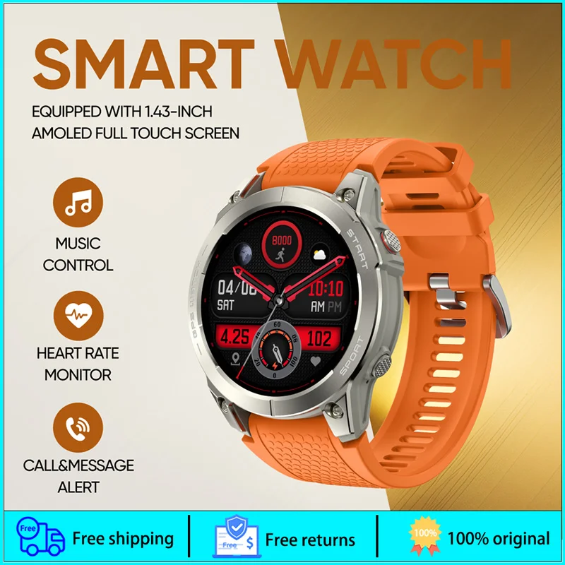 Smartwatch Ideal para hombres y mujeres Pantalla completamente táctil AMOLED de 1,43 pulgadas 466*466 con GPS Frecuencia cardíaca Bluetooth Llamada Reloj inteligente 2024
