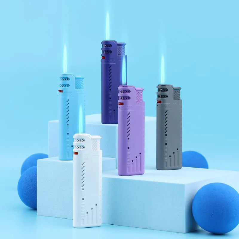 Windproof Metal Blue Flame Lighter Straight Into The Creative Advertising Custom Supermarket Wholesale Cigarette Lighter Gift
