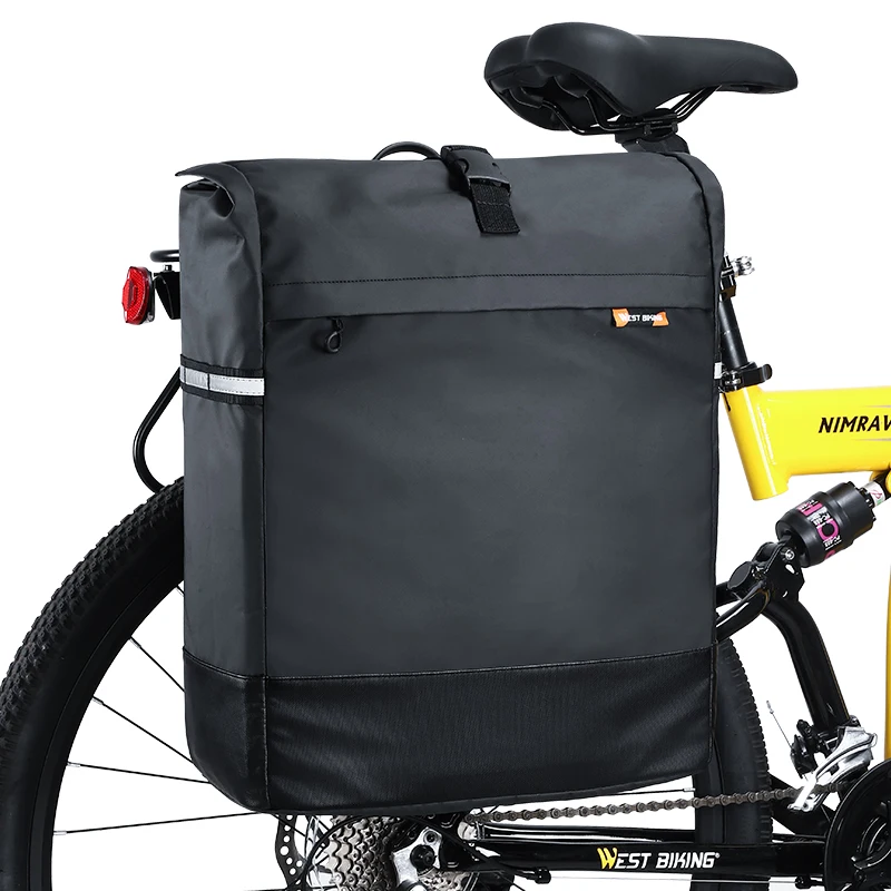 

Велосипедная сумка-баул WEST BIKING водонепроницаемая, 30 л, большая вместимость, для заднего багажника, со светоотражающими полосами, для горных и шоссейных велосипедов