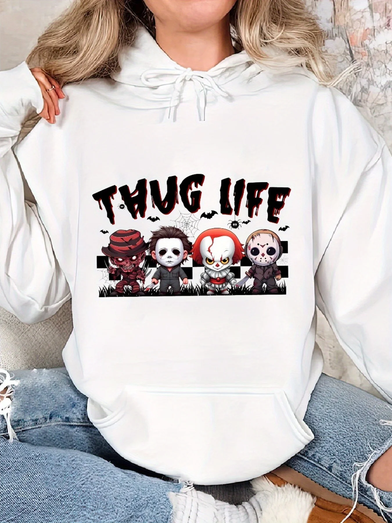 

Элемент ужасов, графический принт, осенние и зимние мужские и женские толстовки из чистого хлопка, брендовые уличные спортивные тренировочные бренды