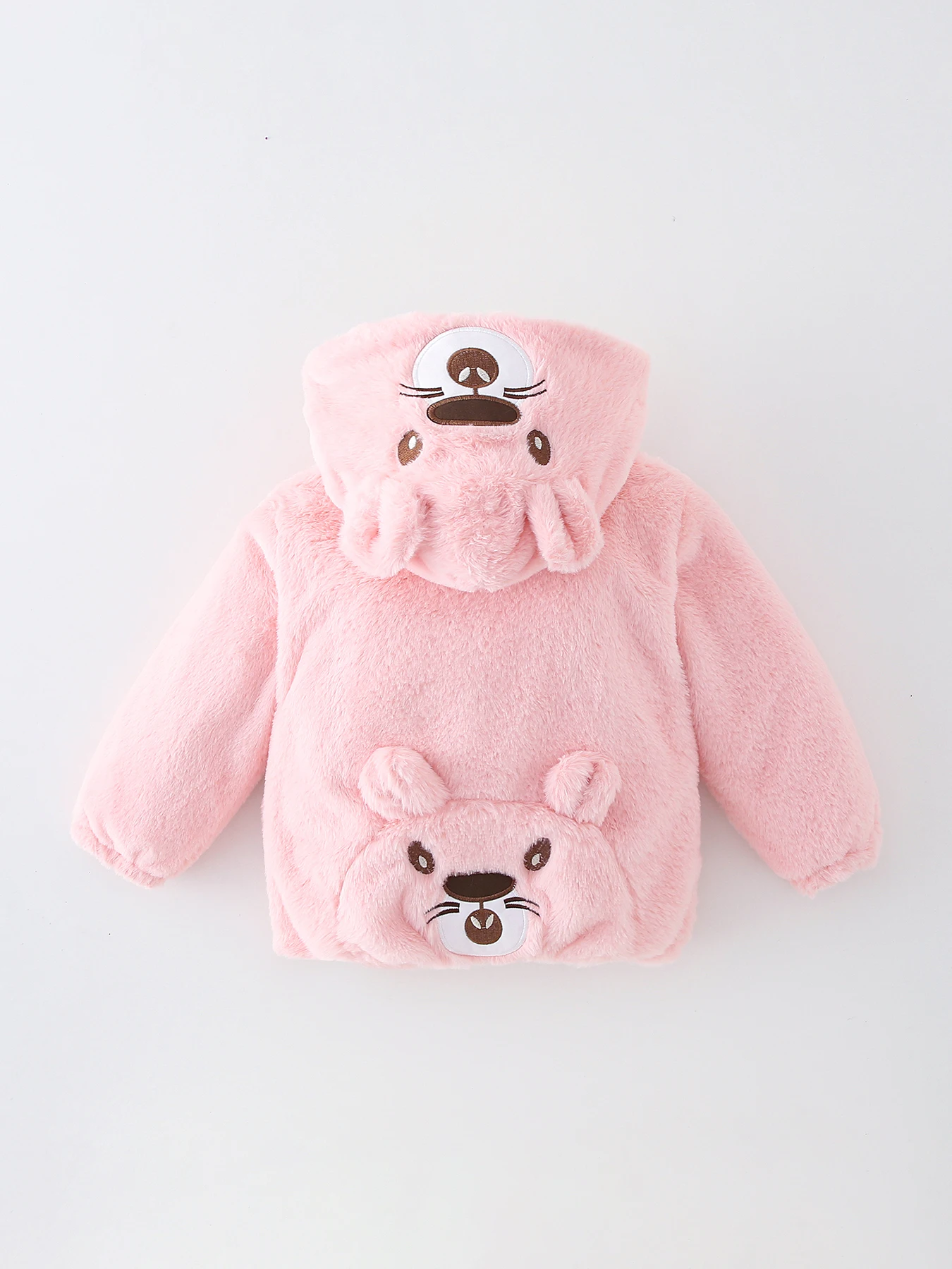 1 2 3 4 5 6 Years Girls Plush Jacket Cute Cartoon Winter Warm Faux Fur Coat For Girls Christmas Princess Outwear Kids Clothes