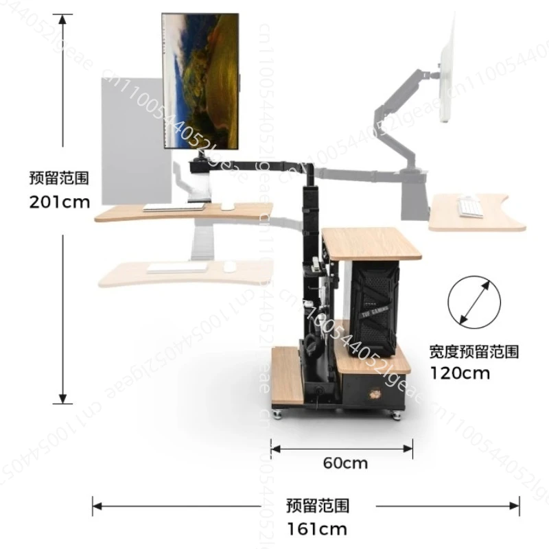 

Multifunctional Electric Floating Lifting Desk with Monitor Stand, Computer Desk and Chair Set, Height Adjustable