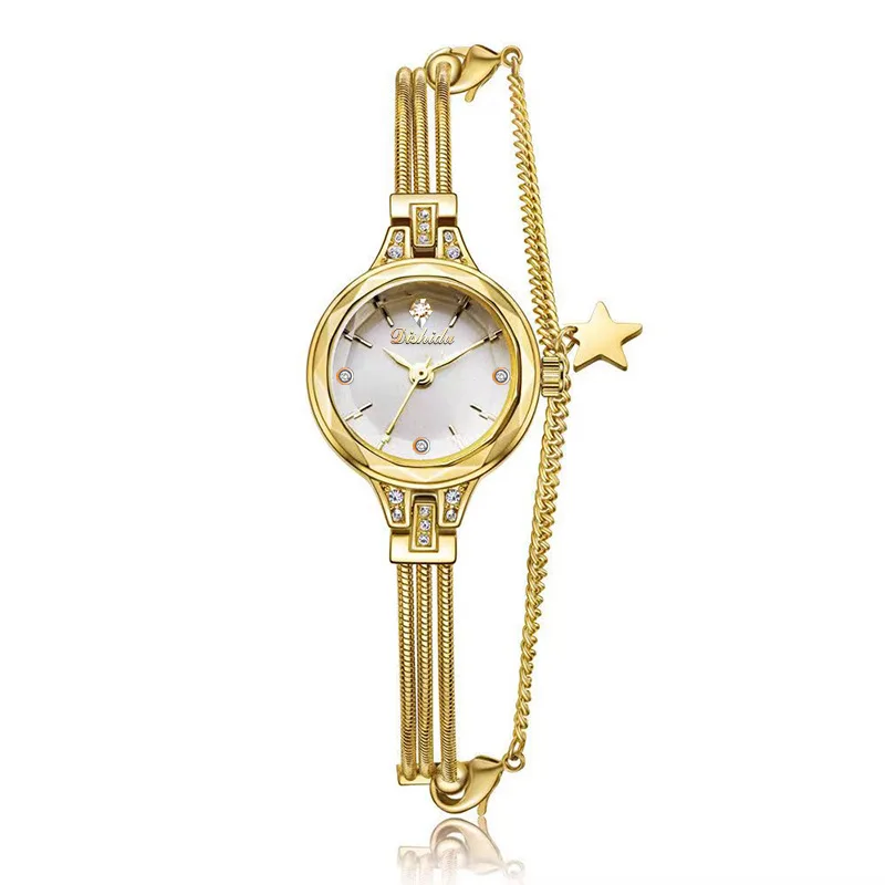 ساعات كوارتز نسائية فاخرة سوار الماس الأصلي ساعة للمرأة مقاوم للماء فستان ساعة السيدات ساعة اليد مجوهرات هدية