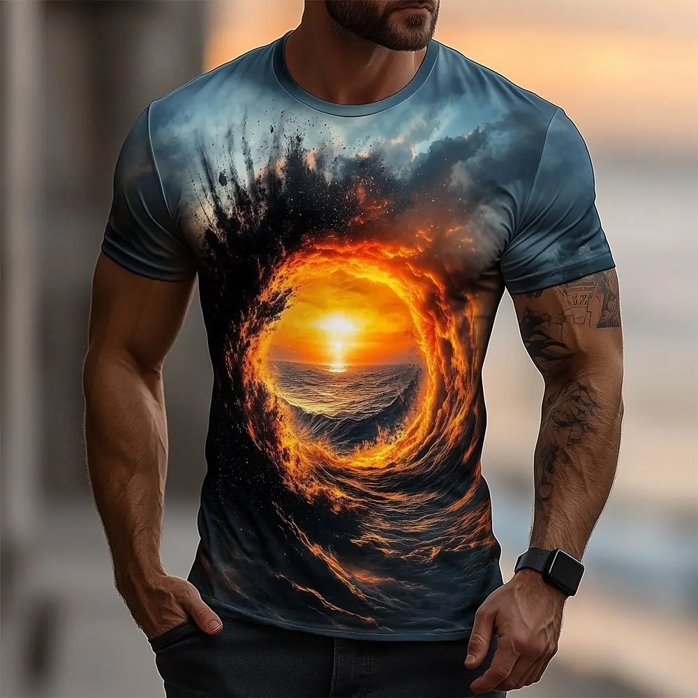 Men's Optical Illusion Ocean T-Shirt Novelty 3D Short Sleeve t shirt Fashion Streetwear Casual Crew Neck Y2k Top Summer Clothing